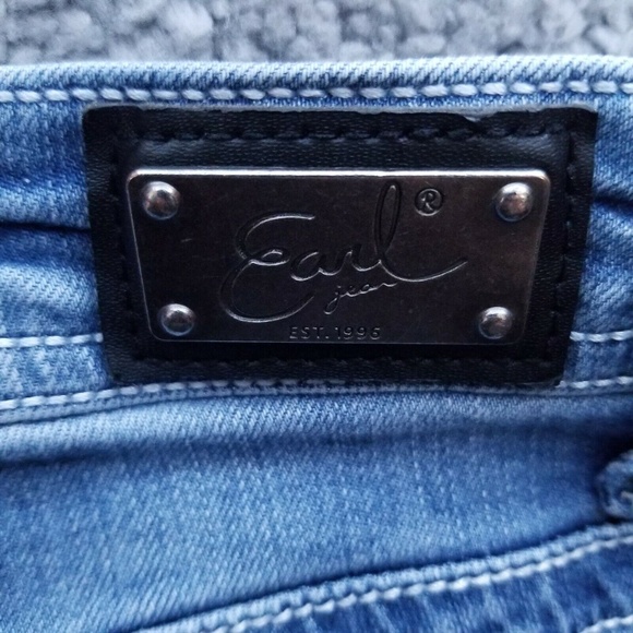 Earl Jeans Women's 12 Skinny Blue Bootcut Jeans Embroidered 32.5" 29" 9.75" - Picture 10 of 11